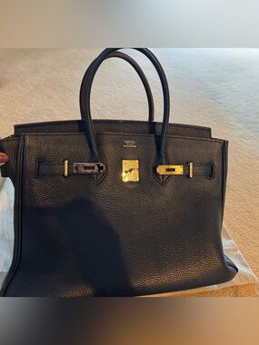 Hermes Navy Blue Togo Leather Birkin-Style Satchel with silverPalladium Hardware